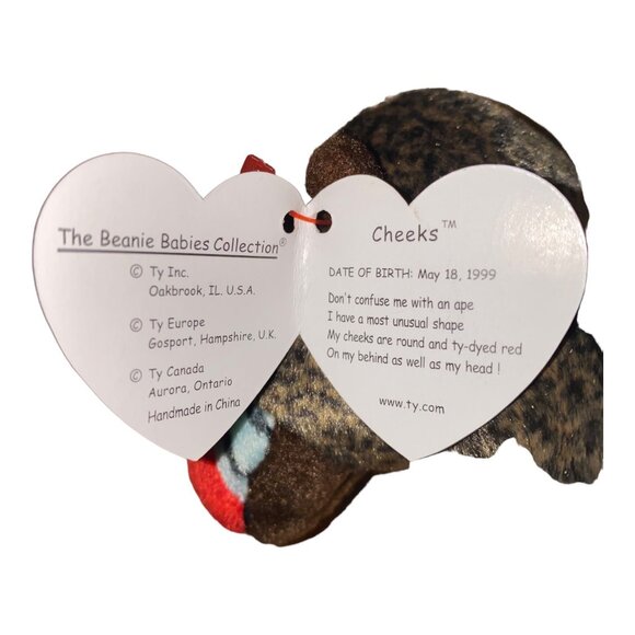 Ty Beanie Babies Cheeks Baboon 1999 Plush Stuffed Animal Hang 5th Gen Tush 7th G - Picture 6 of 9